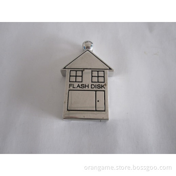 Metal House Shape USB Flash Drive USB 2.0 with Keyring